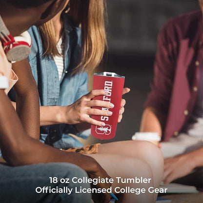 Campus Colors NCAA Stainless Steel Tumbler perfect for Gameday - 18 oz - Double Walled - Keeps Drinks Perfectly Insulated (Stanford Cardinal - Cardinal)