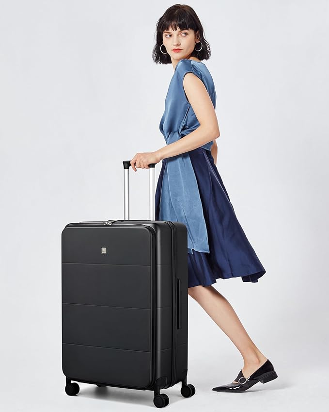 Hanke Hardside Expandable Carry On Luggage, 20 Inch Top Opening Trunk Luggages with Spinner Wheels, All-PC Hard Shell Carry-On Suitcase, Lightweight & TSA Airline Approved (Jet Black, 46L)