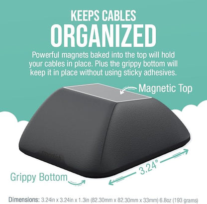 Smartish® Magnetic Cord Holder - Cable Wrangler Organizer Stocking Stuffer with Magnet Clips for Charger Management on Desktop, Nightstand for USB-C + Lightning - Black Tie Affair