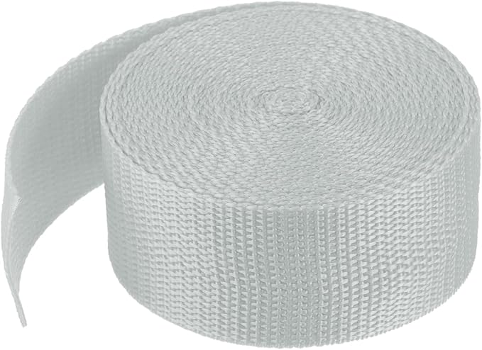 MECCANIXITY Lightweight Polypropylene Webbing Strap 1 1/2" 5 Yard Backpack Strapping Band Light Grey for Outdoor Luggage Cargo Straps