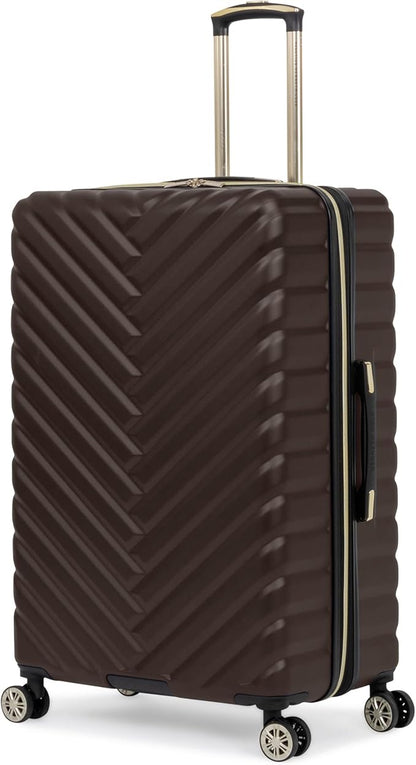 Kenneth Cole REACTION Madison Square Lightweight Hardside Chevron Expandable Spinner Luggage, Chocolate Brown, 2-Piece Set (20" & 28")