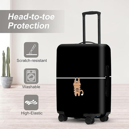 Black Tiger Luggage Protector, Washable Suitcase Cover Simple Cartoon Feline Anti-scratch for 32",34"Bag