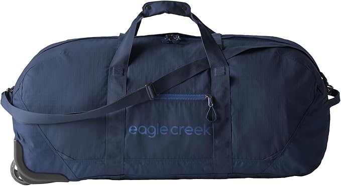 Eagle Creek No Matter What Rolling Duffel - Durable Rolling Bag for Travel - Adjustable Shoulder Strap - Heavy Duty Wheels - Lockable Zippers - Multiple Carry Options - 130L - Atlantic Blue