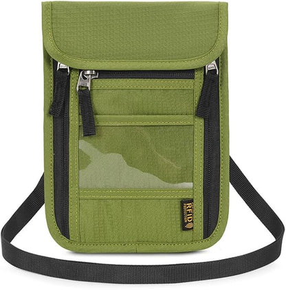 Passport Holder for Travel, Neck Pouch Travel Wallet With RFID Blocking, Waterproof Lightweight Passport Wallet for Women and Men (Green)