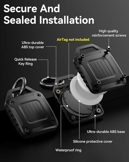 DDJ 2-Pack IPX8 Waterproof for AirTag Holder Case Keychain, Rugged Protective Case for Apple Airtag with Key Ring, Ultra Durable Air Tags Holder for Dog Collar/Luggage/Key/Backpack, Easy to Install