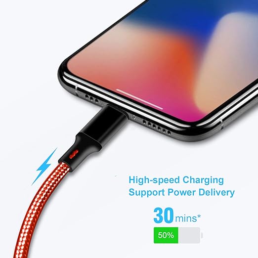 cugunu USB C to Lightning Cable 5 Pack 3/3/6/6/10FT iPhone Charger Apple MFi Certified Power Delivery Fast Charging Cord Compatible with iPhone 14/13/12/11/XS/XR/X/8 - Red