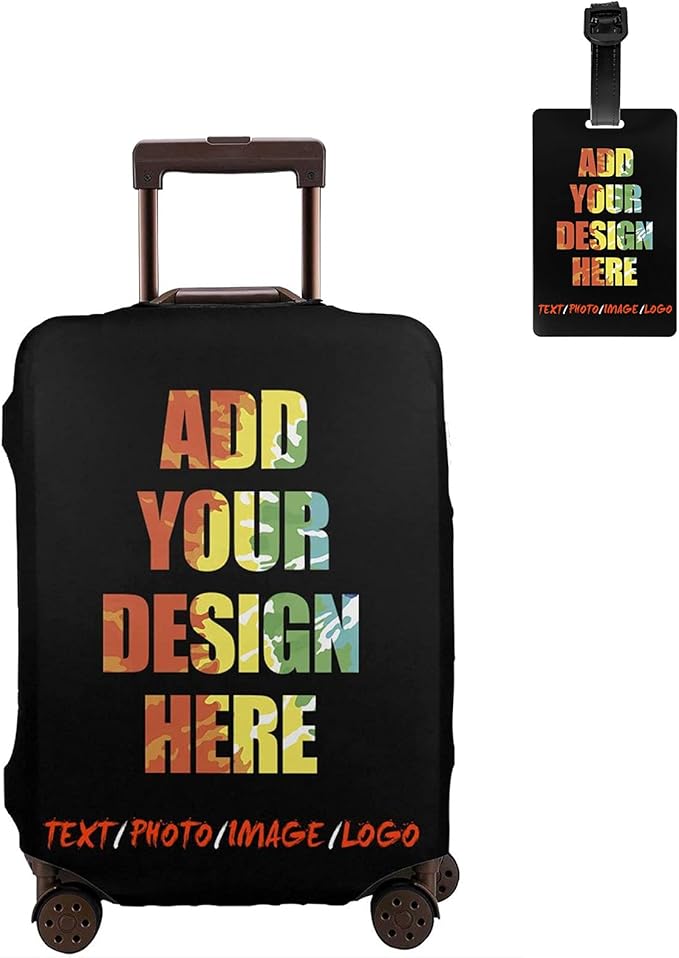Personalized Luggage Suitcase Cover With Photo Dog Cat, Picture Custom Suitcase Cover, Custom Luggage Cover (M (for 22-24 inch luggage))