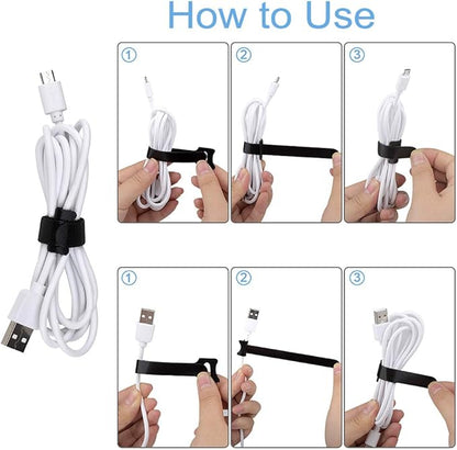 60PCS Reusable Cable Ties, Newlan 2 Size Adjustable Cable Straps 50PCS 8 Inches 10PCS 6 Inches, Cable Organizer, Cord Wrap and Hook Loop Cords Management - 5 Colors