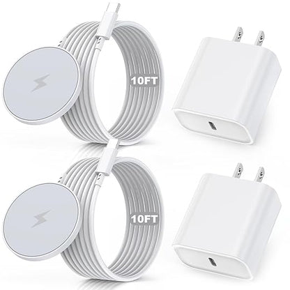 10FT Magnetic Wireless Charger, 2Pack 15W Fast Apple Mag-safe Charger Wireless iPhone Charging Pad with Charging Plug for iPhone 16 Pro Max/16 Pro/16 Plus/16/iPhone 15 Pro Max/14/13/12,AirPods 3/2/Pro