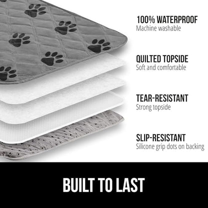 GORILLA GRIP Waterproof Bed Cover for Dogs, 82x82, Gripped Slip Resistant Backing, Leak Proof Washable Dog Blanket Covers Sofa, Couch, Sectional, Crate, Car, RV Seats, Pet Puppy Essentials, Gray Paw