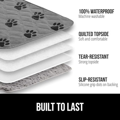 GORILLA GRIP Waterproof Bed Cover for Dogs, 102x82, Gripped Slip Resistant Backing, Leak Proof Washable Dog Blanket Covers Sofa, Couch, Sectional, Crate, Car, RV Seats, Pet Puppy Essentials, Gray Paw