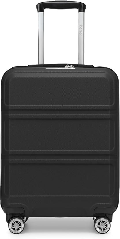 Kono Carry On Luggage 22x14x9 Airline Approved with Spinner Wheels,Lightweight PC+ABS 20 Inch Luggage with TSA Lock,Expandable Hard Shell Carry On Suitcases for Men Women,Black