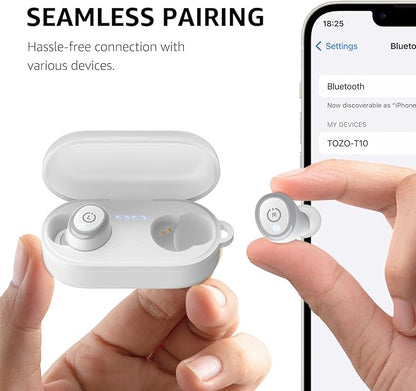 TOZO T10 Wireless Earbuds Bluetooth 5.3 Headphones, App Customize EQ, Ergonomic Design, 55H Playtime, Wireless Charging Case, IPX8 Waterproof Sound in-Ear Headset, New Version