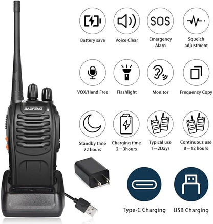 BAOFENG Radio BF-888S Walkie Talkies Long Range Rechargeable Two Way Radios with Flashlight, Type-C Charging Li-ion Battery, Frequency Copy, VOX Handsfree, for Cruise Hiking Camping Family, 20 Pack