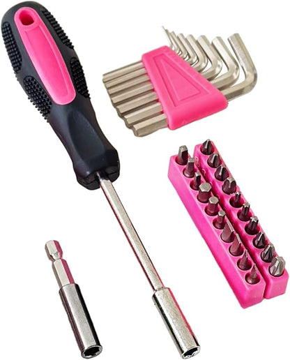 39-Piece Household Tools Kit Essential Home Repair Set with Plastic Toolbox Ideal for College Students, Home Use & More