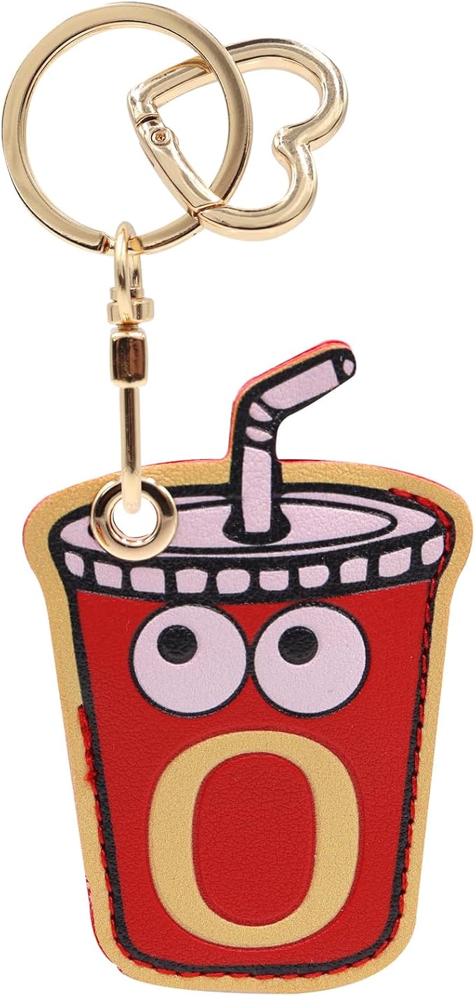 MC Fashion PU Leather Keychain Holder Case Compatible with AirTag, Cute Food-themed GPS Tracker Case Charm Key Ring
