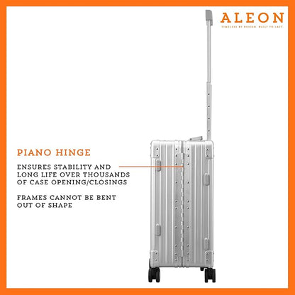 Aleon All Aluminum Lightweight Carry-On Luggage - Hardside Carry-On Suitcase, TSA Approved, Hard Shell Suitcase for Travel, Airline Approved 21 Inch Hard Spinner Wheels Luggage (Platinum)