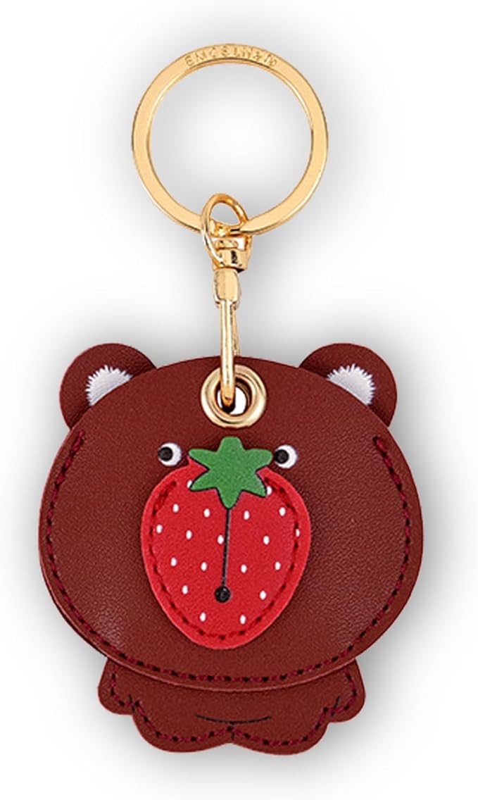 Leather Keychain Case Holder Compatible with Apple AirTag, GPS Airtag Keychain Finder Tracker with Key Ring, Anti-Scratch Protective Air Tag Cover