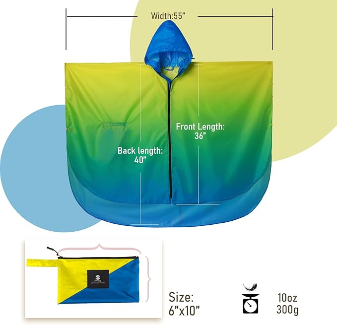 SaphiRose Unisex Rain Poncho Waterproof Raincoat Hooded for Adults Women with Pockets