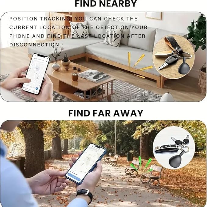 Mini GPS Tracker for Vehicles, Tracking Devices for Cars Hidden, No Subscription Car Tracker Work with Find My (iOS Only), Vehicle Tracker with Audio for Kids, Dogs, Key, Luggage, Bag (Black, 2 Pack)
