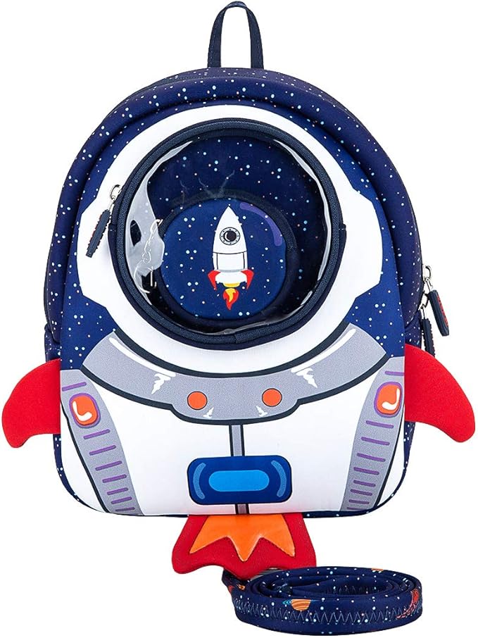 JiePai Toddler Rocket Backpack Leash Anti-lost Waterproof 3D Cartoon Kids Backpack