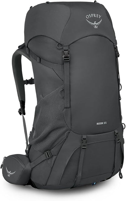 Osprey Rook 65L Men's Backpacking Backpack, Dark Charcoal/Silver Lining