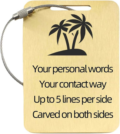 Sturdy and Durable Personalized Luggage Tags for Suitcases,Cruise Essentials Travel Tags for Luggage,Travel Bag Labels,Heavy-Duty Stainless Steel Gold Rectangular Vertical Suitcases Tags