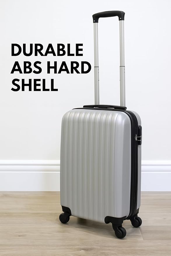 Karriage-Mate 20″ Hardside Carry-On Luggage – Lightweight & Durable Travel Suitcase with 360° Spinner Wheels, Telescopic Handle, Built in TSA Lock – Fits Cabin Size Overhead Bins (Silver)