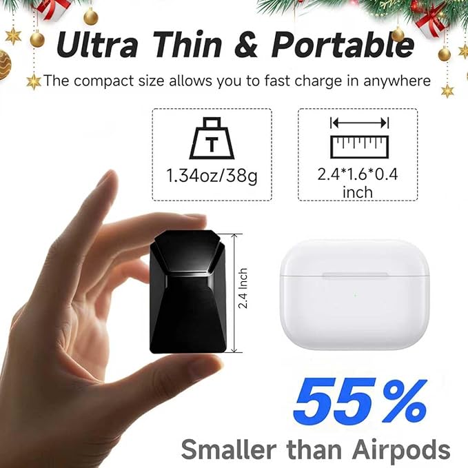 USB C Charger for iPhone 16/15 Charger Fast Charging,GaN Keychain Design Fast Wall Charger Block with USB C to C & C to Lightning Cable,Christmas Gift for men,Foldable and Compact for iPhone(Black)