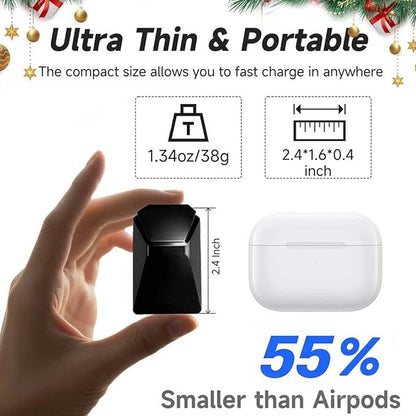 USB C Charger for iPhone 16/15 Charger Fast Charging,GaN Keychain Design Fast Wall Charger Block with USB C to C & C to Lightning Cable,Christmas Gift for men,Foldable and Compact for iPhone(Black)
