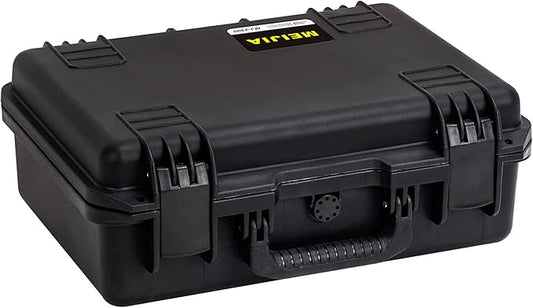 MEIJIA Premium Waterproof Hard Compact Camera Case with customizable fit foam,Full Protection with Light&Convenient Design,18.3"x13.4"x6.7",Elegant Black