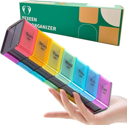 Extra Large Pill Organizer- XXL Pill Box 7 Day - Weekly Pill Organizer with AM PM Large Compartments Big Pill Case for Supplements Jumbo Pill Holder for Vitamins Huge Medicine Organizer 2 Times a Day