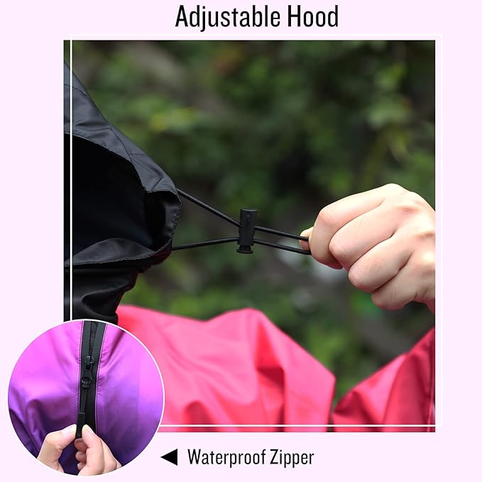 SaphiRose Unisex Rain Poncho Waterproof Raincoat Hooded for Adults Women with Pockets