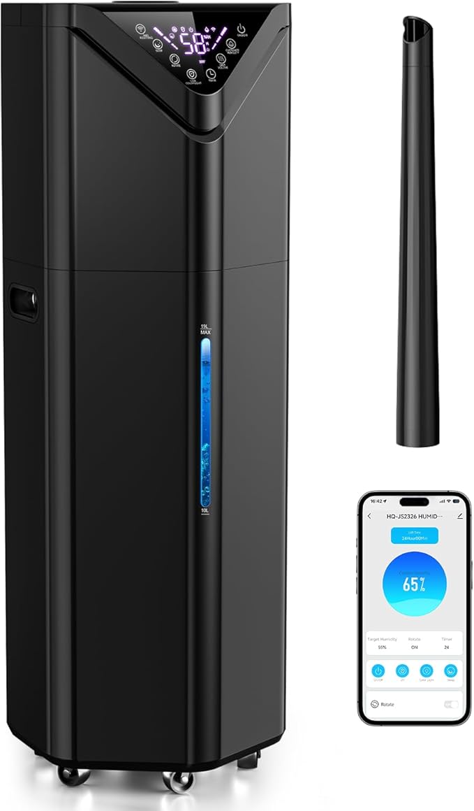 5Gal Humidifiers for Bedroom Large Room up to 2800ft², APP/Remote Control, 60H Supersized Cool Mist Humidifier with Auto 180°Mist Tube, 24H Timer, Top Fill Humidifiers for Home Office Bedroom Plants
