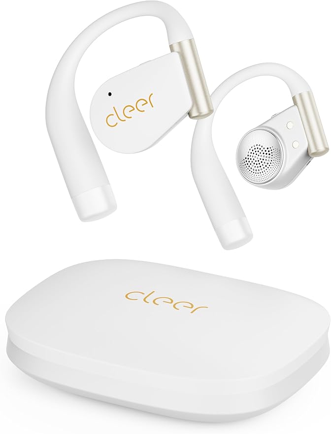 Cleer ARC 4 Plus Open Ear Earbuds,True Wireless Bluetooth Earphones with Dolby Audio and Head Tracking, Earhook Earbuds with 34H Playtime, IPX7 Waterproof Sports Headphones for Workout, EQ, White