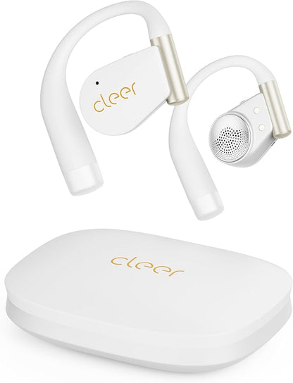 Cleer ARC 4 Plus Open Ear Earbuds,True Wireless Bluetooth Earphones with Dolby Audio and Head Tracking, Earhook Earbuds with 34H Playtime, IPX7 Waterproof Sports Headphones for Workout, EQ, White