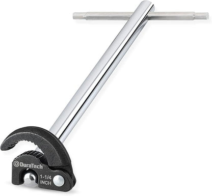 DURATECH 11" Basin Wrench, Sink Wrench, Adjustable Tap Nut Spanner Basin Spanner, Capacity of 3/8" to 1-1/4" for Fixing Back and Union Nuts Under Sink