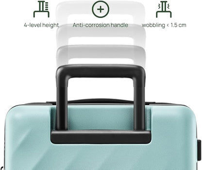 NINETYGO Trunk Luggage 22 Inch, Small Checked Luggage with Double Spinner Wheels, Anti-Burst Zipper, Hard Case PC Suitcase, Lightweight Travel Luggage, TSA Approved (Crystal Green, Hudson)