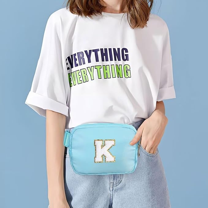 YOOLIFE Birthday Gifts for Women - 30th 40th 50th 60th 70th Birthday Gifts for Mom Daughter Her Friend Sister Girlfriend, Personalized Gifts Christmas Gifts, Initial Belt Bag Crossbody Bags, Blue S