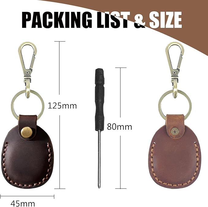 Timyca for Airtag Holder Keychain-Genuine Leather for Airtag Keychain Holder 2 Pack,Handmade for Air Tag Case Scratch-Resistant for Airtag Leather Key Chain Ring Compatible for Apple Airtag,Luggage