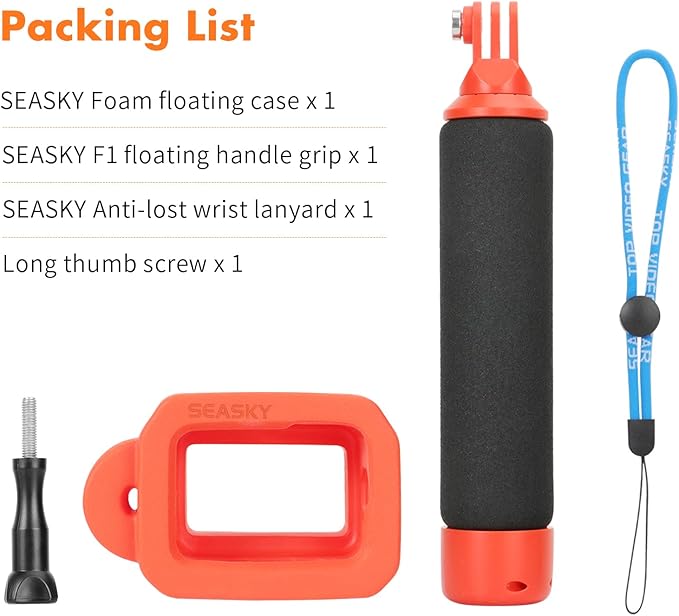 SEASKY Foam Floaty case & F1 Floating Handle Grip Kit Accessories for Gopro Hero 13/12/11/10/9 Sports Action Camera