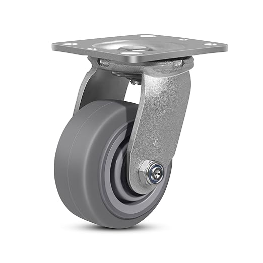 4 Inch Rubber Wheels (Flat Tread)- Heavy Duty Casters, Industrial Caster Wheels- with up to 700 LB Capacity- Use for Dollies, Utility and Maintenance Carts(1 Swivel)