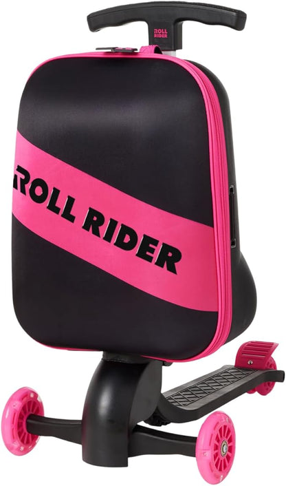 Kids Scooter Luggage - 2-in-1 Ride-On Suitcase with Light-Up Wheels & Adjustable Handle|Carry-On Approved & TSA-Friendly| Fun, Durable, Lightweight Travel Scooter for Boys & Girls Ages 3-10