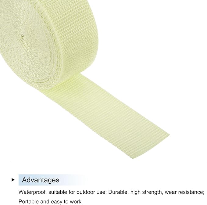 MECCANIXITY Lightweight Polypropylene Webbing Strap 1 1/2" 5 Yard Backpack Strapping Band Apricot for Outdoor Luggage Cargo Straps
