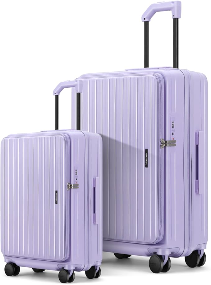 ROAMING Luggage Sets Hard shell Suitcase Top Opening Expandable with Spinner Wheels, Sturdy Large Suitcase Tsa Lock 20 Inch Carry on 28 Inch Checked Luggage, 2-Piece Set (20/28) for Woman Men. Purple