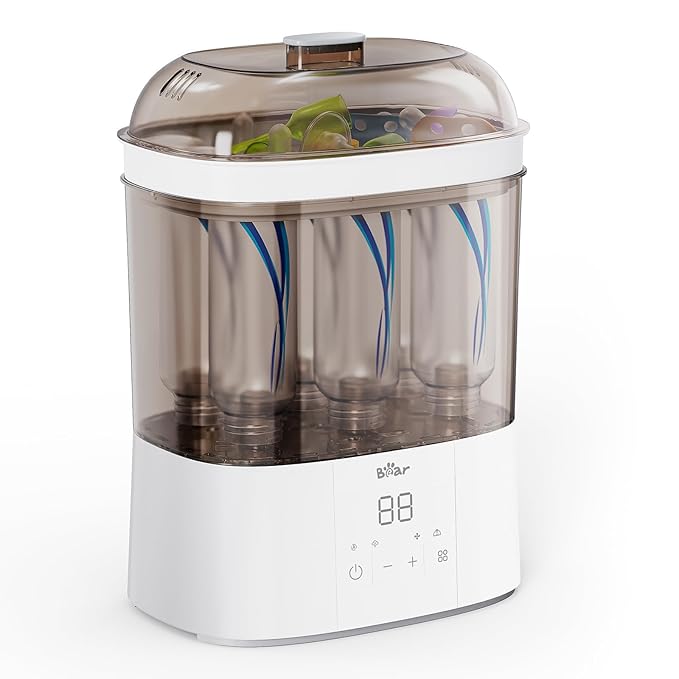 Bear Bottle Sterilizer and Dryer, 2 Layers Large Electric Steam Baby Bottle Sterilizer, Fast Bottle Sanitizer and Dryer for All Bottles & Accessories, Time-Saving Design