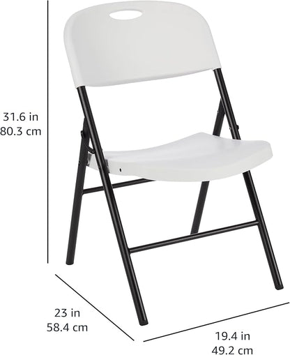 Amazon Basics Sturdy Foldable Plastic Chair, Portable, 350-Pound Capacity, White, 6-Pack