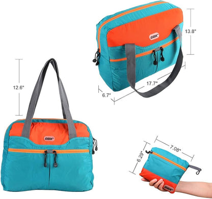 GOX Foldable Bags for Travel Duffel Bag Packable Tote Bag Carry on Luggage Weekender Overnight Bag for Women (Turquoise)