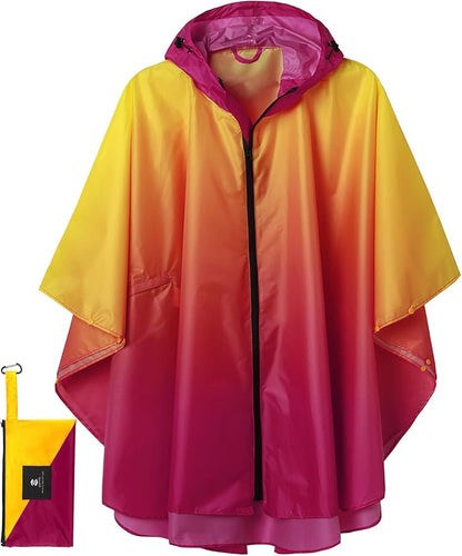 SaphiRose Unisex Rain Poncho Waterproof Raincoat Hooded for Adults Women with Pockets