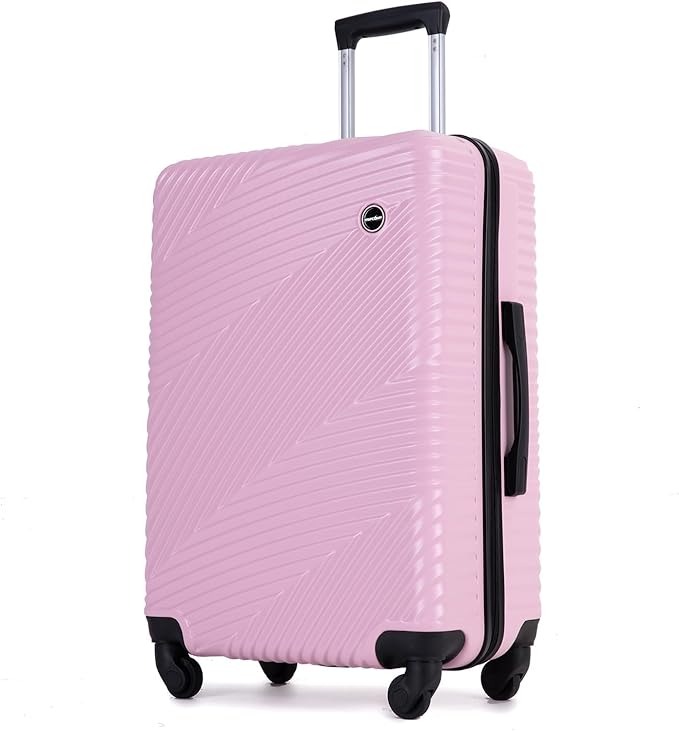 Luggage Sets 3 Piece, Hardside PC ABS Suitcase Set with Spinner Wheels, Lightweight Travel Carry-on and Checked Luggage, 3-Piece Set(20/24/28), Sakura Pink